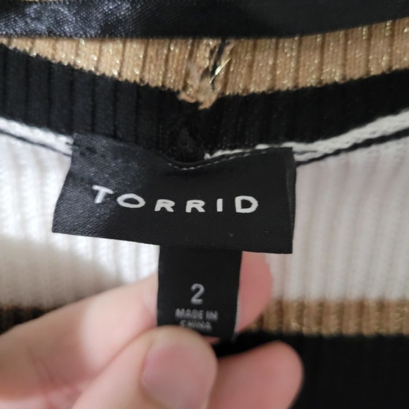 Torrid Sweater Multi Shimmer Stripe Rib Open Front Cardigan Women's 2X (18-20) - Picture 2 of 5